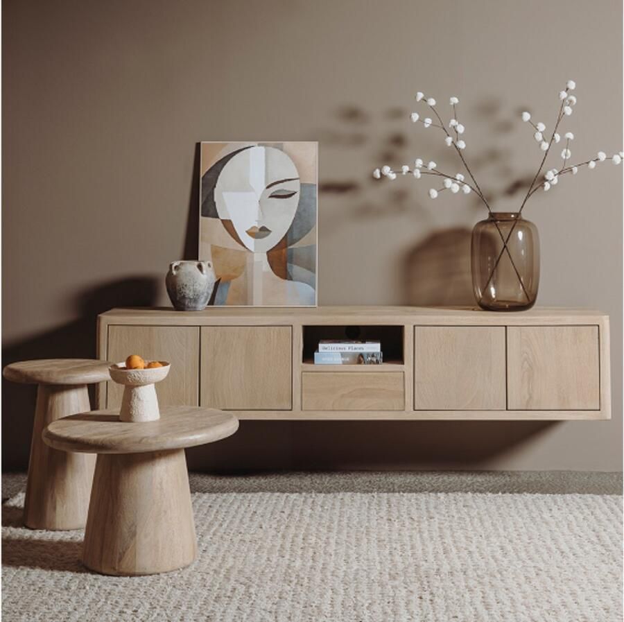 Tower Living Bijzettafel Asti rond mangohout 60 cm Naturel - Foto 2