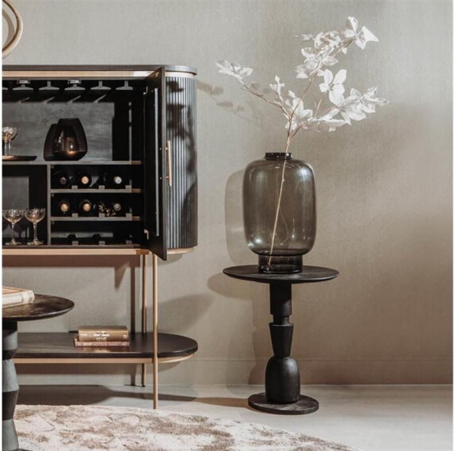 Tower Living Bijzettafel Brunello GeoSculpt rond 50cm zwart