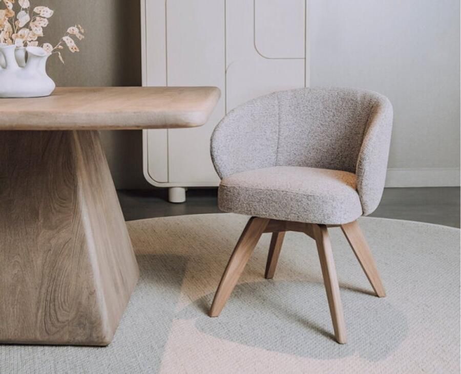 Tower Living Brescia Armstoel fabric Puente 09 light grey (draaibaar)