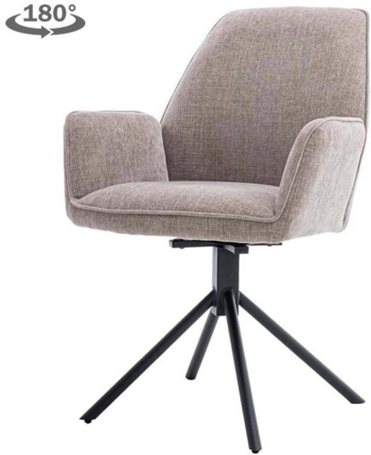 Tower Living Eetkamerstoel Amaro met armleuning draaibaar stof Nature 120 Beige grey