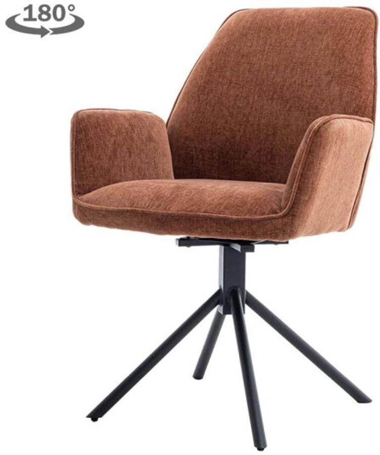 Tower Living Eetkamerstoel Amaro met armleuning draaibaar stof Nature 500 Pearl copper - Foto 2