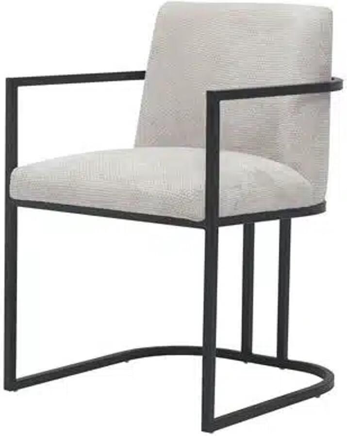 Tower Living Archi Eetkamerstoel met Armleuning – Japandi Stijl – Cream – 55x60x83 cm