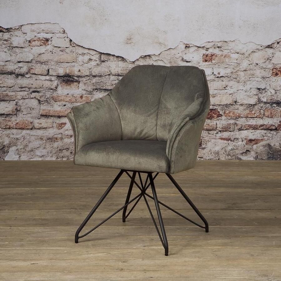 Tower Living Eetkamerstoel armleuning Fano Bruin Stof