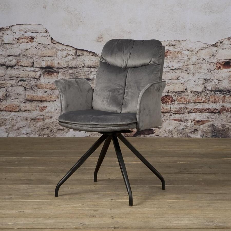 Tower Living Eetkamerstoel armleuning Rota Grijs Stof