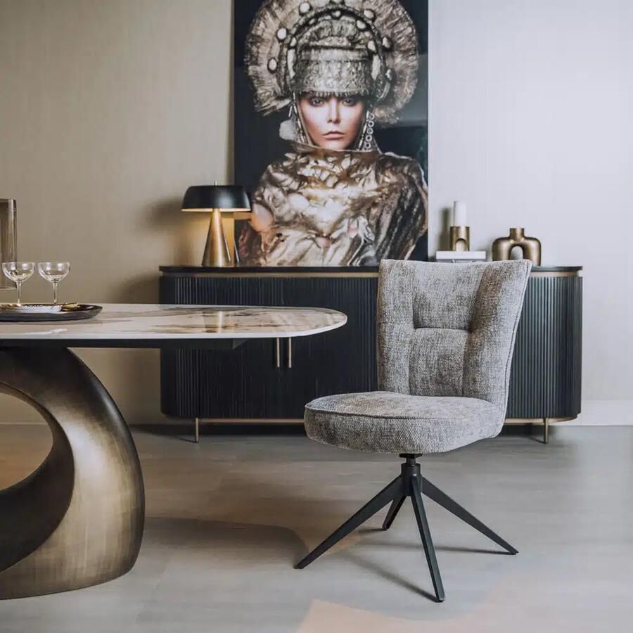 Tower Living eetkamerstoel Bardi draaibaar lichtgrijs