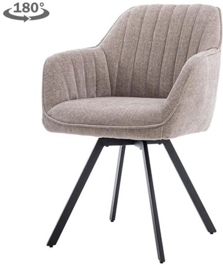 Tower Living Eetkamerstoel Bruno draaibaar stof nature 120 Beige grey
