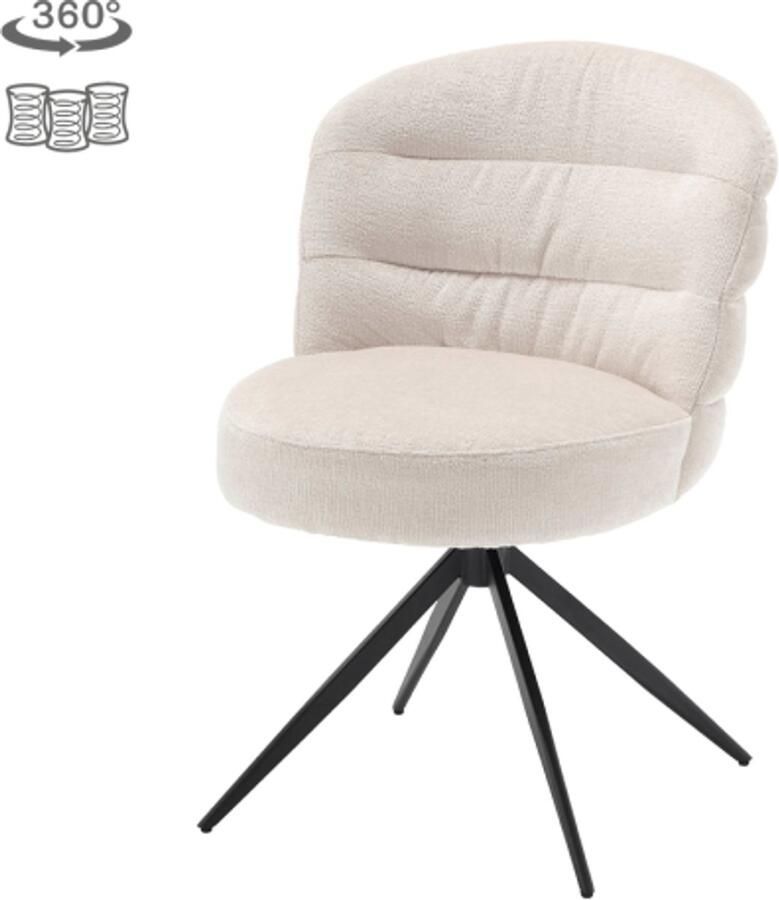 Tower Living Eetkamerstoel Carro draaibaar Chenille Almond white eetkamerstoelen set van 2 - Foto 2
