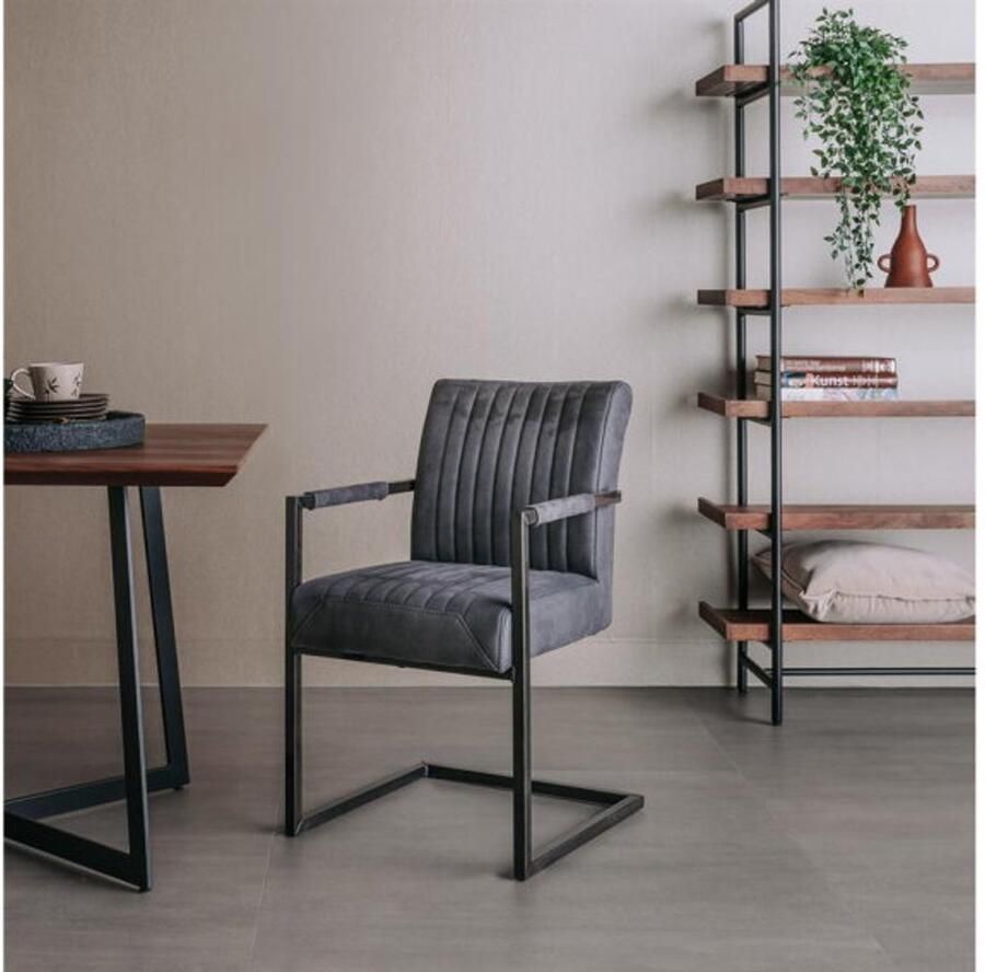 Tower Living Eetkamerstoel Ferro met armleuning Antraciet Towerliving