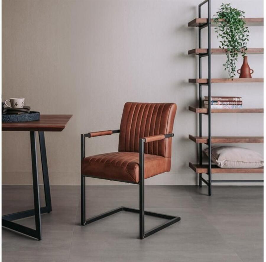 Tower Living Eetkamerstoel Ferro met armleuning Licht bruin Towerliving