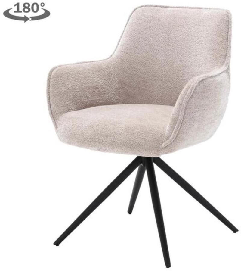 Tower Living Eetkamerstoel Fondo met armleuning draaibaar Stof Mona 110 Sand