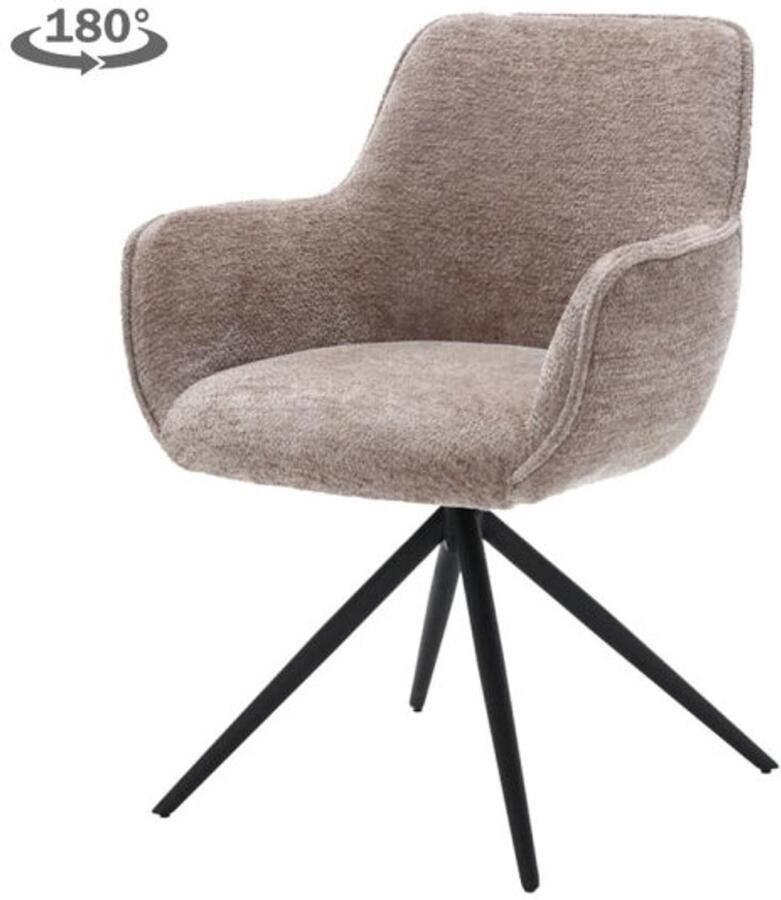 Tower Living Eetkamerstoel Fondo met armleuning draaibaar Stof Mona 120 Taupe