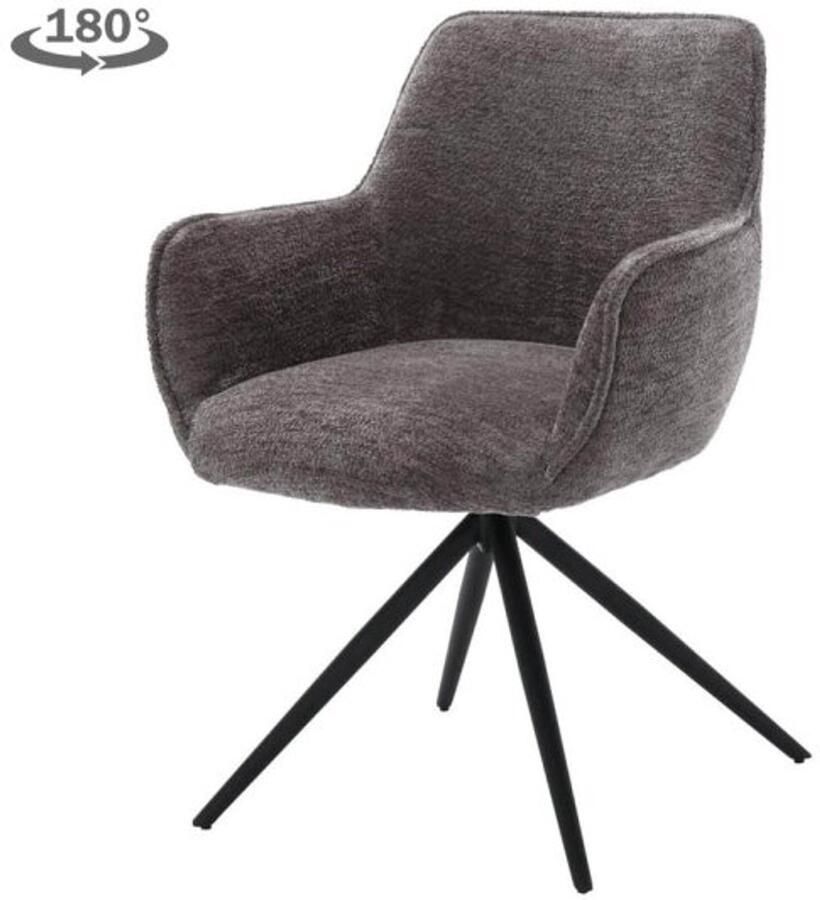 Tower Living Eetkamerstoel Fondo met armleuning draaibaar Stof Mona 464 Cement Grey