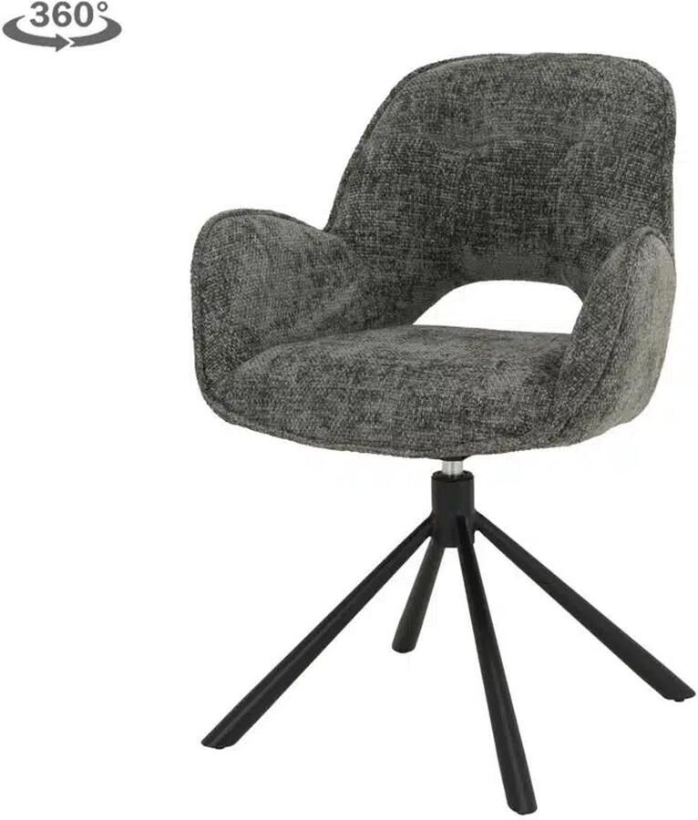 Tower Living eetkamerstoel Isola draaibaar met arm antraciet