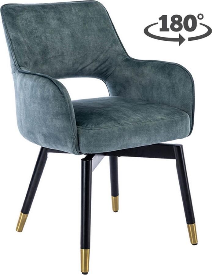 Tower Living eetkamerstoel Lenno draaibaar met arm blauw