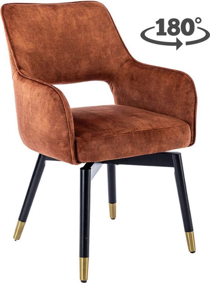Tower Living eetkamerstoel Lenno draaibaar met arm koper
