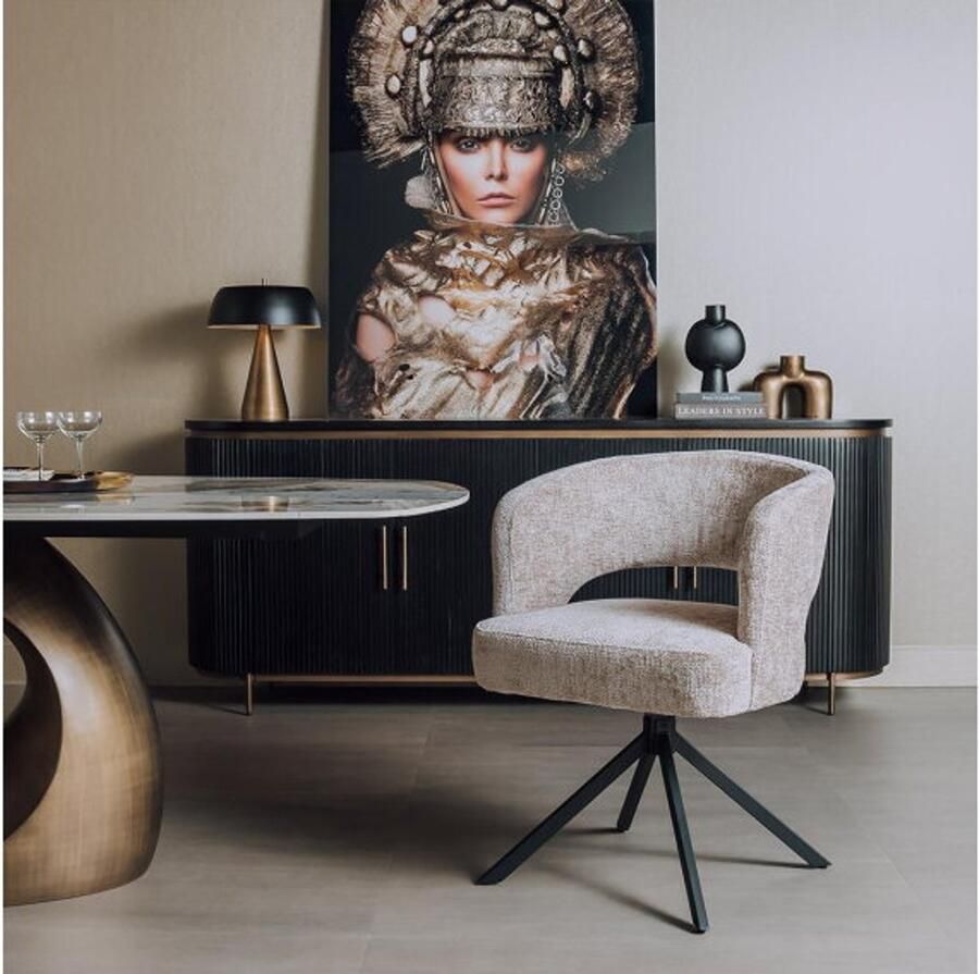 Tower Living Eetkamerstoel Mura draaibaar Chenille Beige