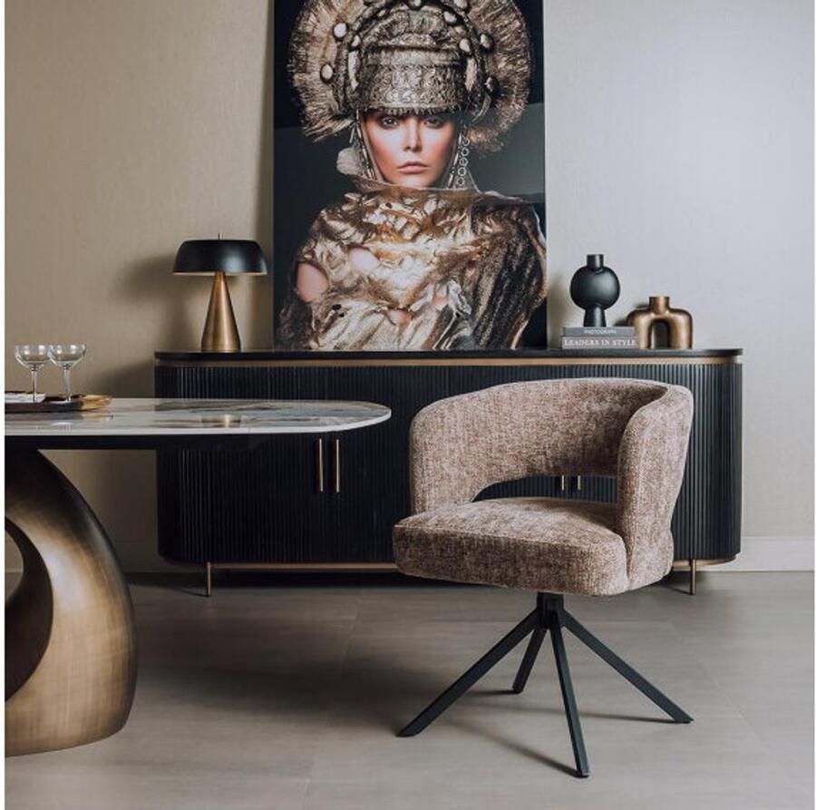 Tower Living Eetkamerstoel Mura draaibaar Chenille Cappucino