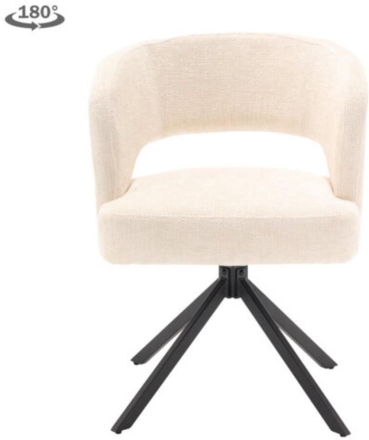 Tower Living Eetkamerstoel Mura draaibaar Chenille Pearl - Foto 2