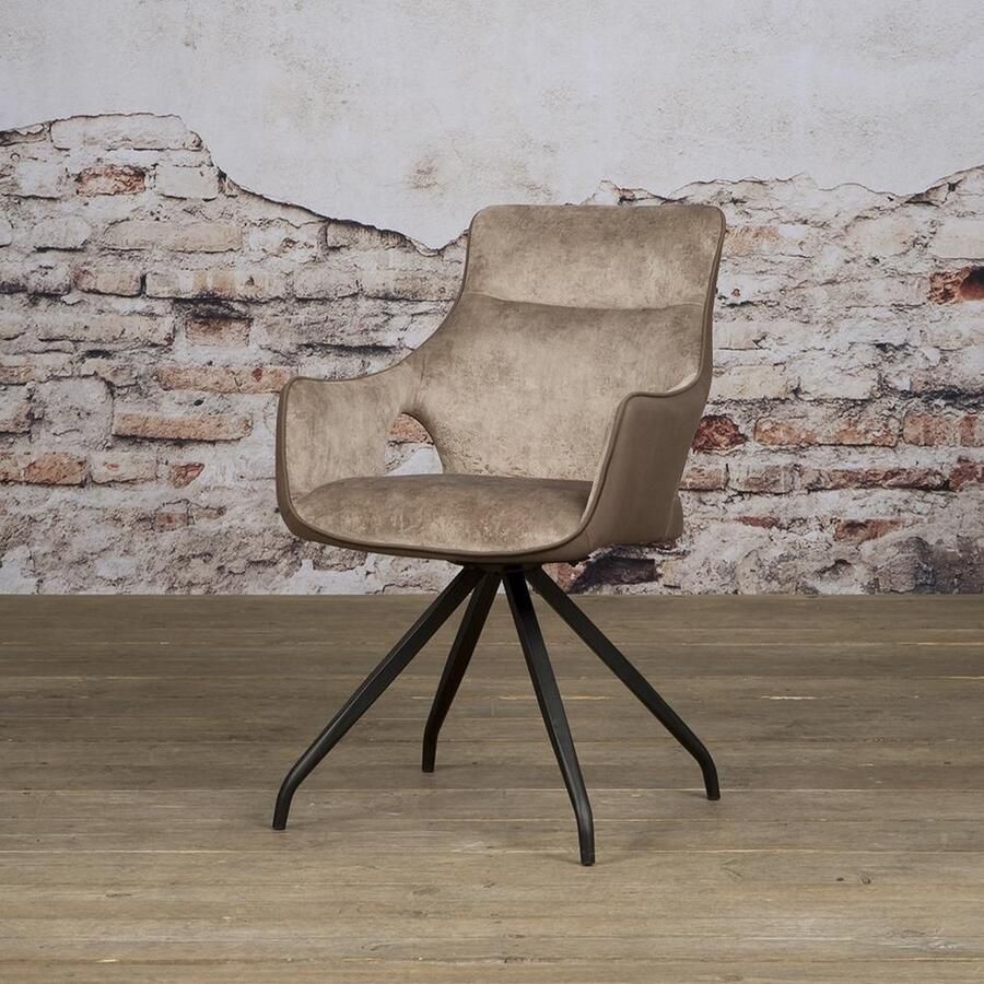 Tower Living Eetkamerstoel Nola Swivel Bruin Stof