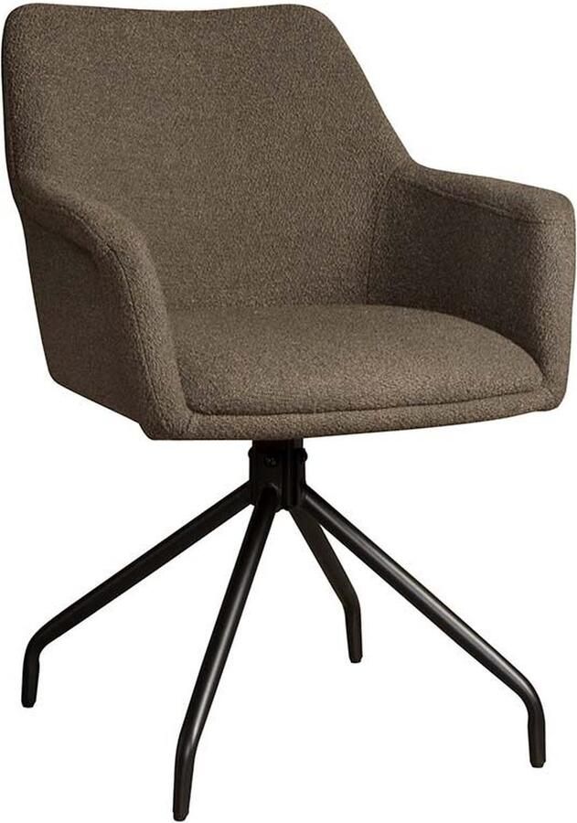 Tower Living eetkamerstoel Ortana draaibaar met arm donkerbruin stof