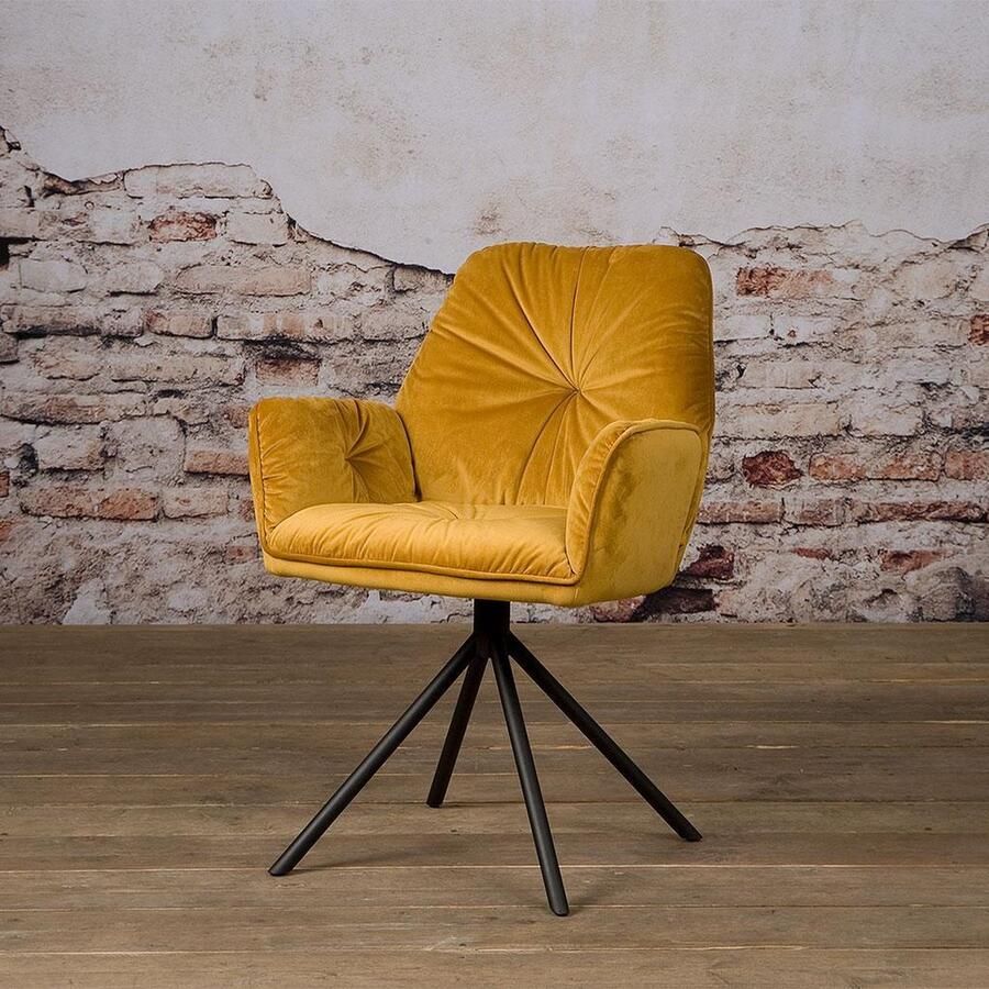 Tower Living Eetkamerstoel Palma met armleuningen Geel Stof