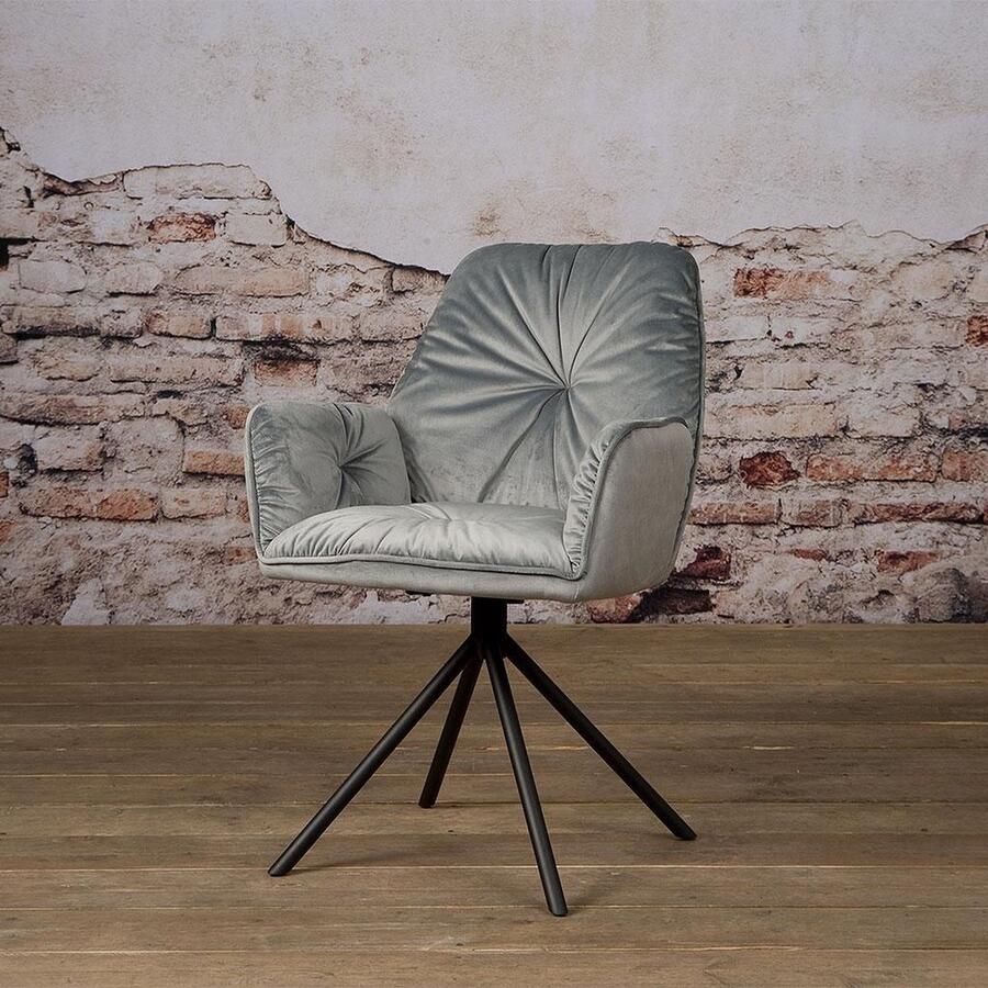 Tower Living Eetkamerstoel Palma met armleuningen Grijs Stof