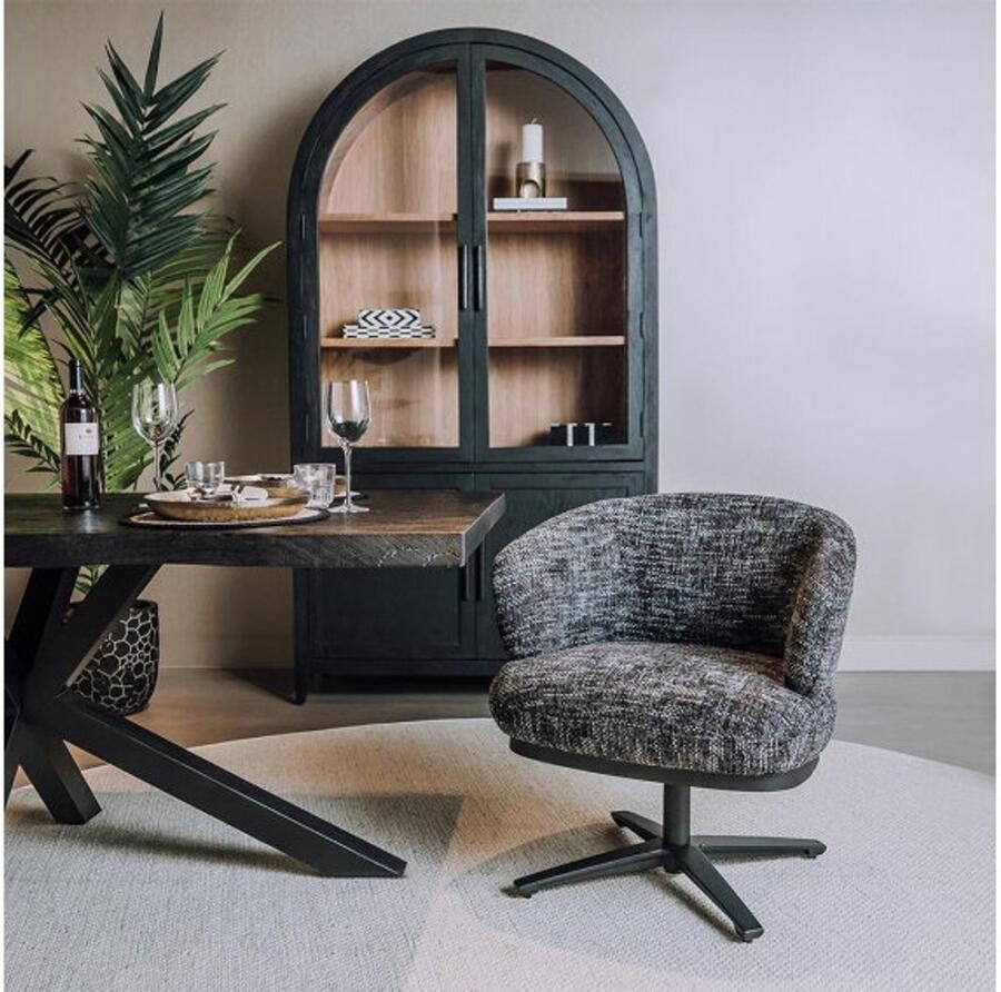 Tower Living Eetkamerstoel Perca draaibaar Chenille TED 17 blue-grey