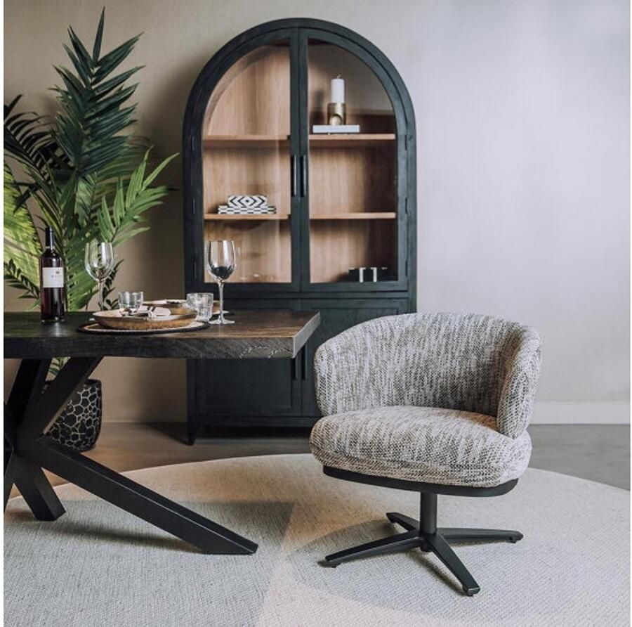 Tower Living Eetkamerstoel Perca draaibaar Chenille TED 8 white-grey