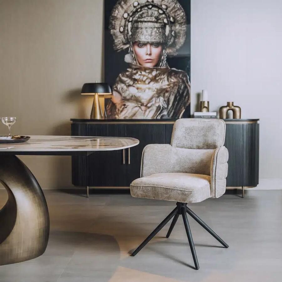 Tower Living eetkamerstoel Rumo draaibaar met arm beige