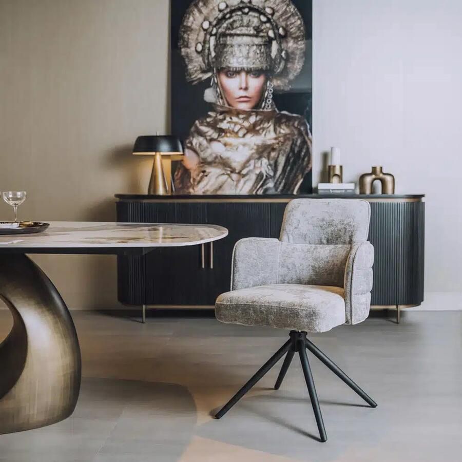 Tower Living eetkamerstoel Rumo draaibaar met arm lichtgrijs