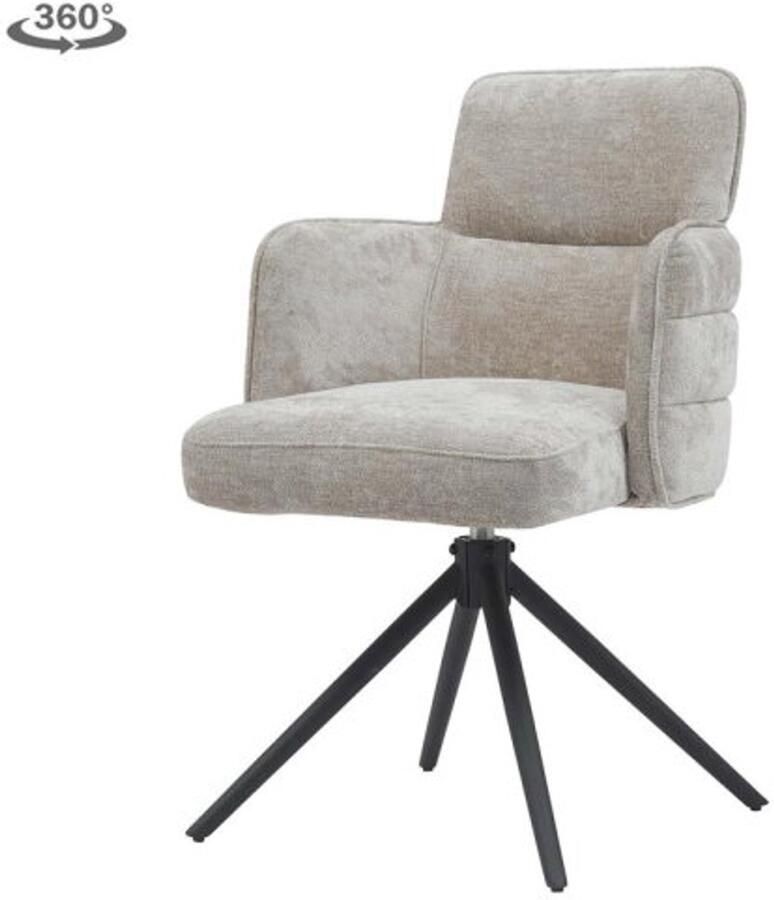 Tower Living Eetkamerstoel Rumo met armleuning draaibaar Beige