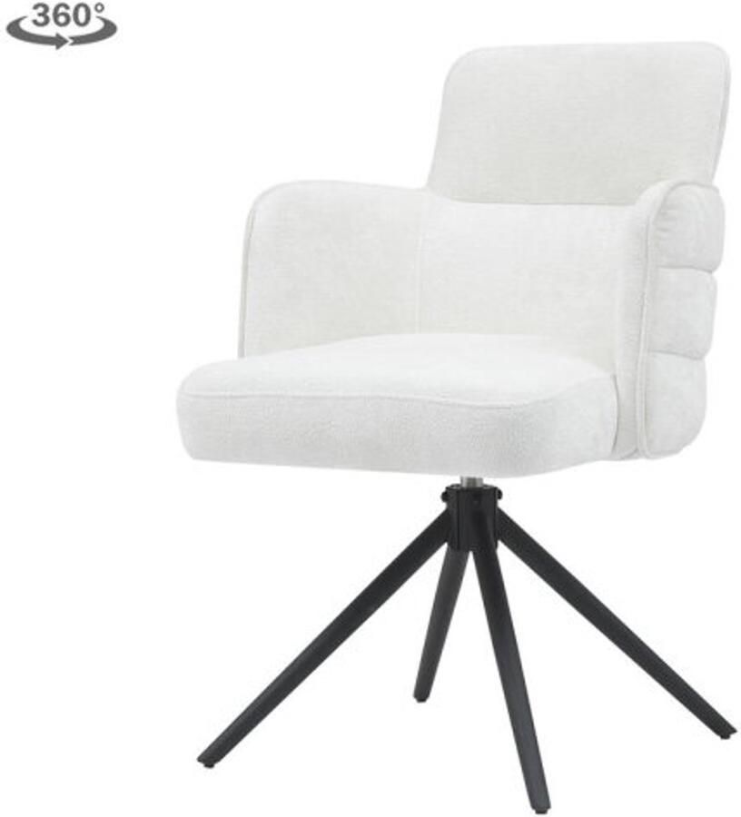 Tower Living Eetkamerstoel Rumo met armleuning draaibaar Ecru