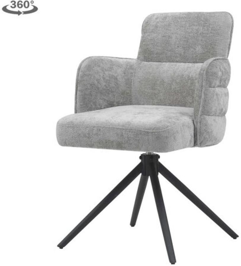 Tower Living Eetkamerstoel Rumo met armleuning draaibaar Lichtgrijs