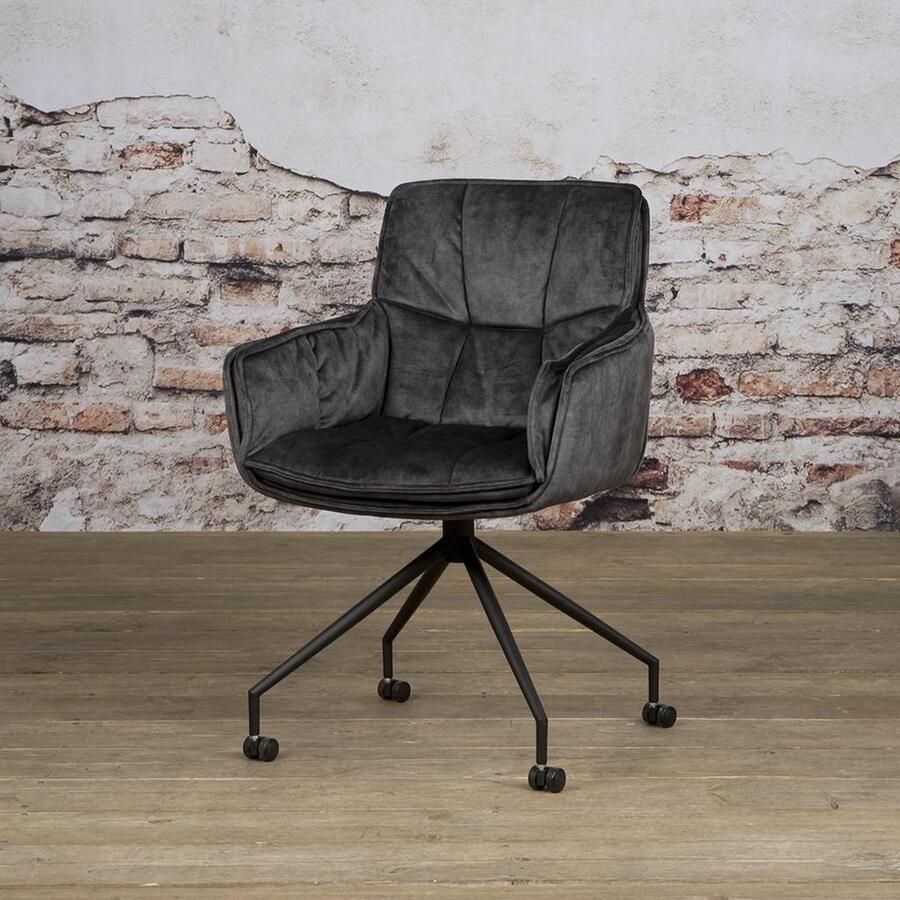 Tower Living Eetkamerstoel Saronno Donker Grijs Stof