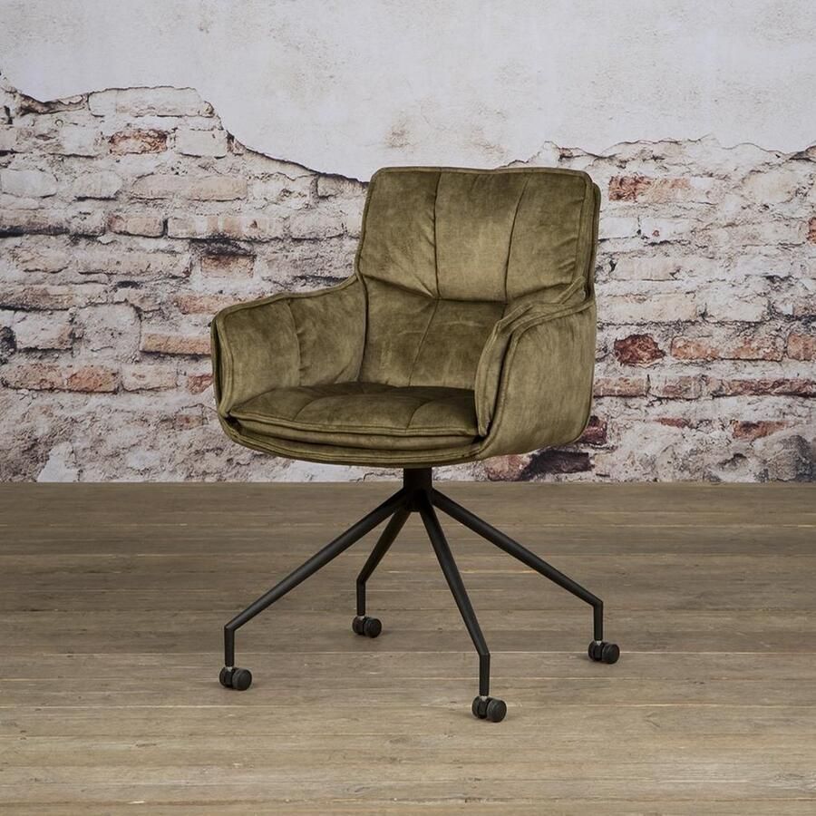 Tower Living Eetkamerstoel Saronno Groen Stof