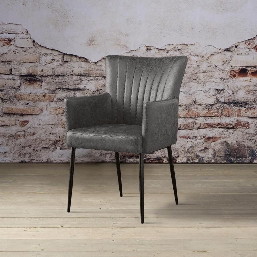 Tower Living Eetkamerstoel Toledo met armleuningen Antraciet Stof
