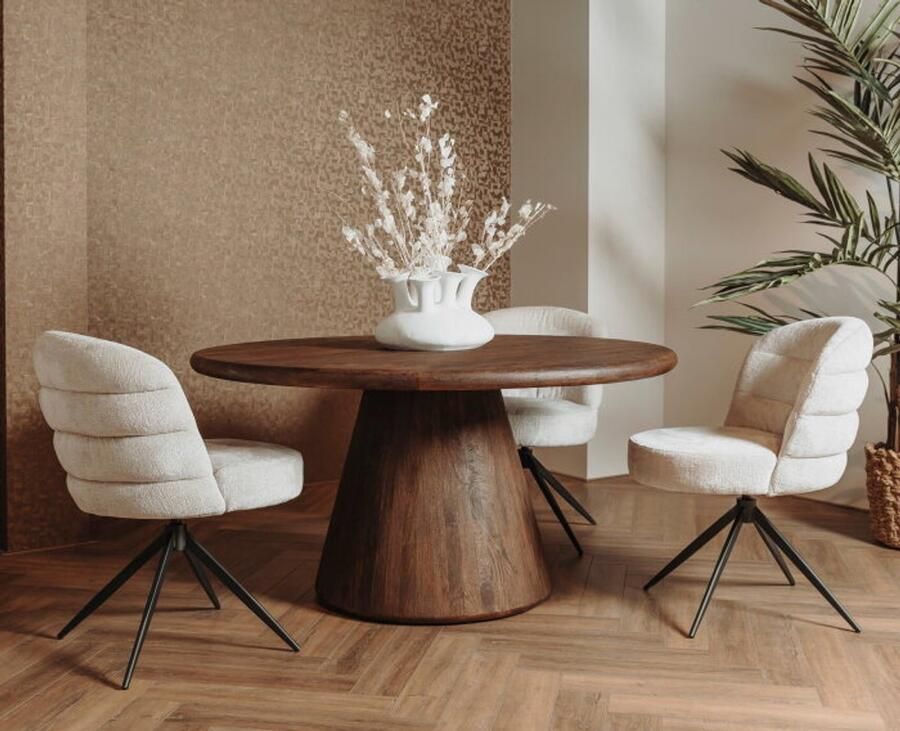Tower Living Eettafel Asti rond mangohout 130 cm Bruin - Foto 2