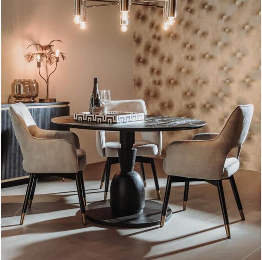 Tower Living Eettafel Brunello rond 130cm zwart