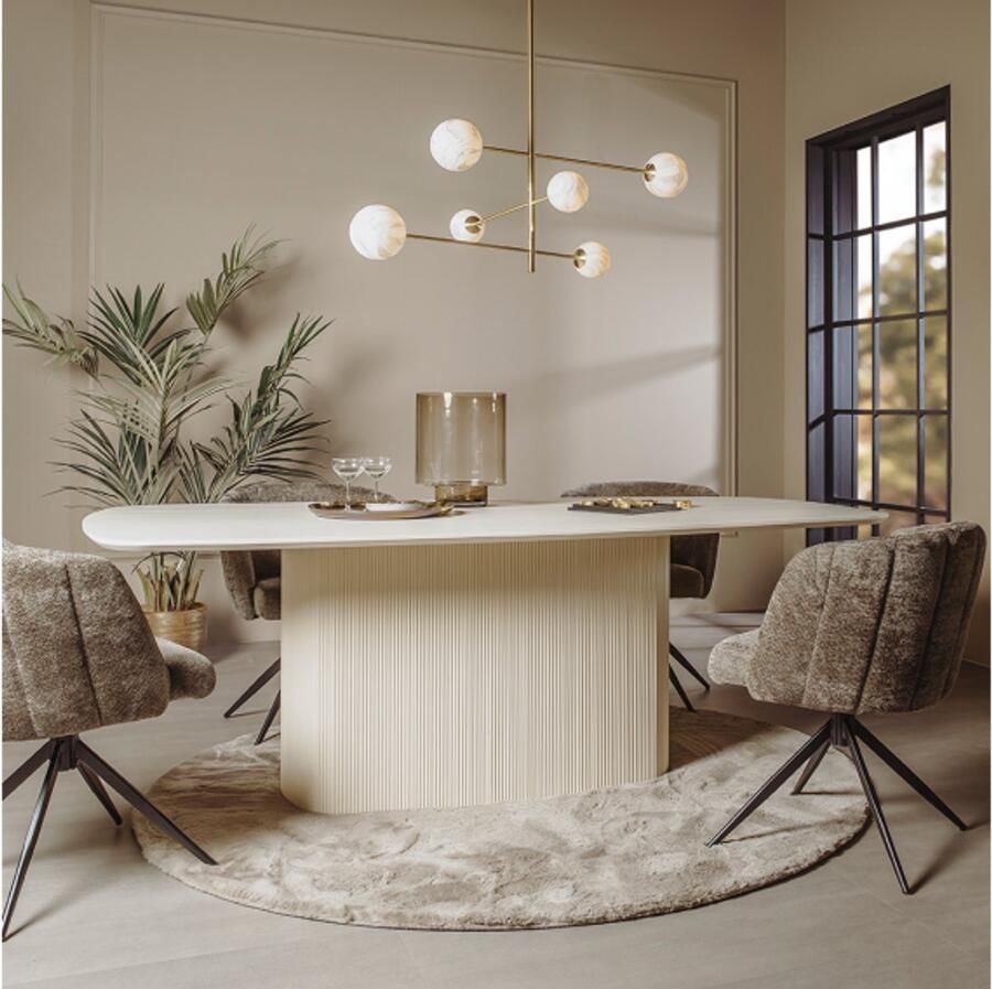 Tower Living Eettafel Corbetta Deens ovaal 240x120 cm Japandi Beige - Foto 2