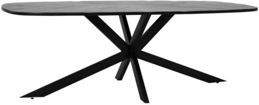 Tower Living Eettafel Silvi Deens ovaal mangohout visgraat 220x110 cm Zwart