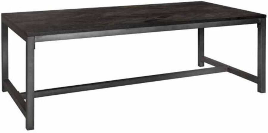Tower Living Eettafel Ziano eikenhout visgraat 200x100 cm Zwart
