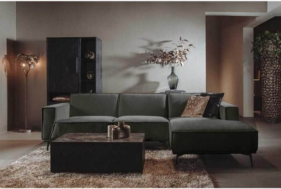 Tower Living Hoekbank Leeds 2 5 zits chaise longue rechts Stof City 355 Bottle Green