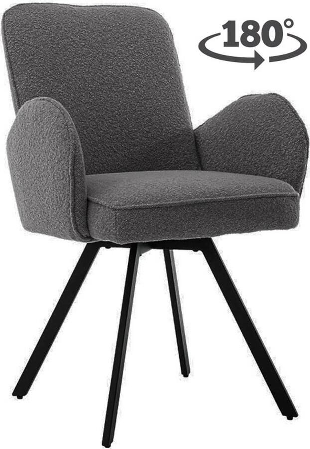 Tower Living Livo Armstoel fabric Ascot 5 Anthracite (draaibaar)