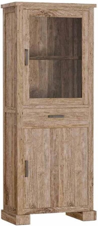 Tower Living Vitrinekast Lorenzo met 2 deuren en 1 lade Oud Teak