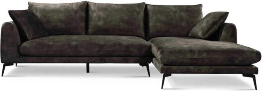 Tower Living Hoekbank Nottingham 2 5-zits velvet 288x170 cm rechts Olijfgroen