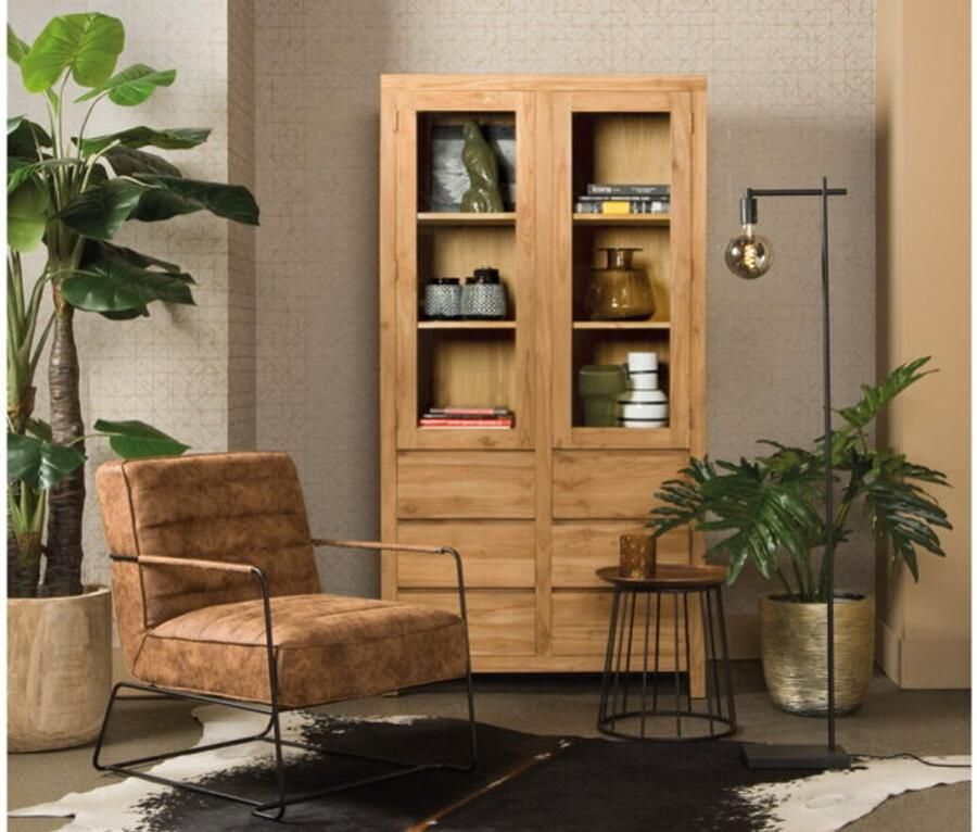 Tower Living Vitrinekast Corona teakhout 190x100 cm