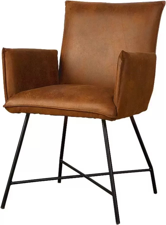 Tower Living trofa eetkamerstoel met leuningen 100% polyester cognac 59 x 64 x 90 (h) cm