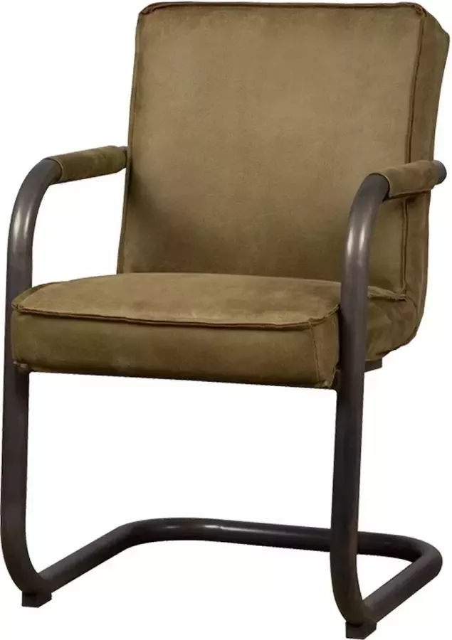 Tower Living volano eetkamerstoel met leuningen 18% leer 82% polyester groen 67 x 67 x 87 (h) cm - Foto 1