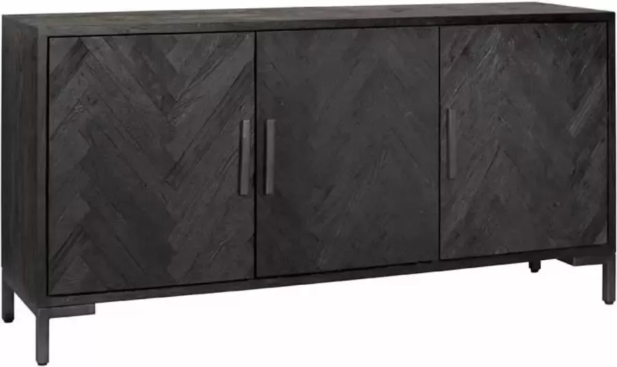 Tower Living ziano dressoir met 3 deurtjes gerecycled hout zwart 180 x 45 x 90 (h) cm