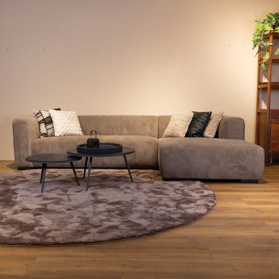 Towerliving Bank Glasgow Chaise Rechts Bruin Stof